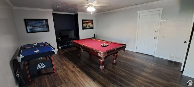 5256 S 3400 W, Roy, UT 84067 - game room with wood finished floors, ceiling fan, billiards table, and ornamental molding
