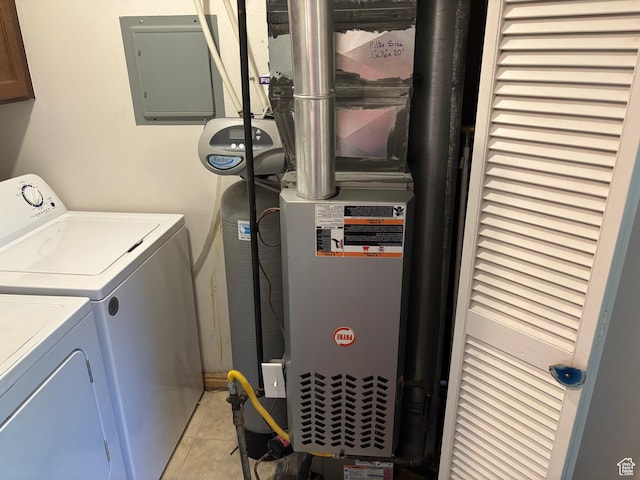 332 W Amiron Way Unit D, Orem, UT 84057 - laundry room with washer and clothes dryer, electric panel, and light tile patterned flooring