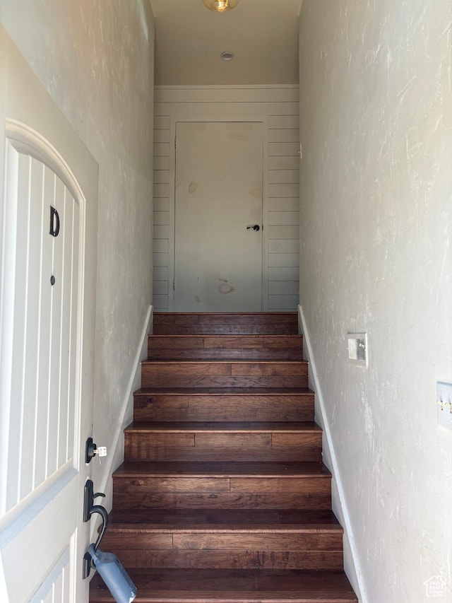 332 W Amiron Way Unit D, Orem, UT 84057 - stairs with wood finished floors and a textured wall