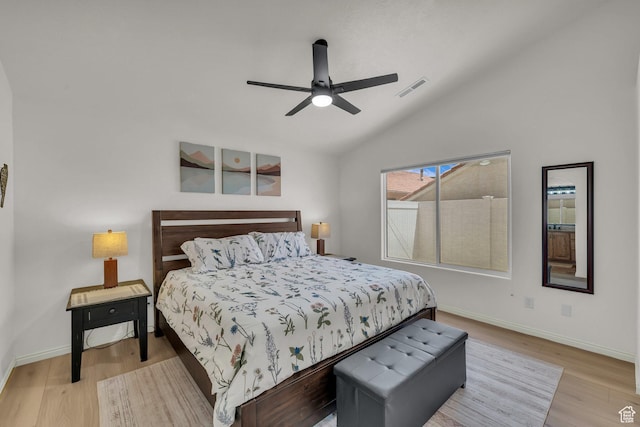 504 E Telegraph St Unit 89, Washington, UT 84780 - bedroom featuring vaulted ceiling, light wood-style floors, and a ceiling fan