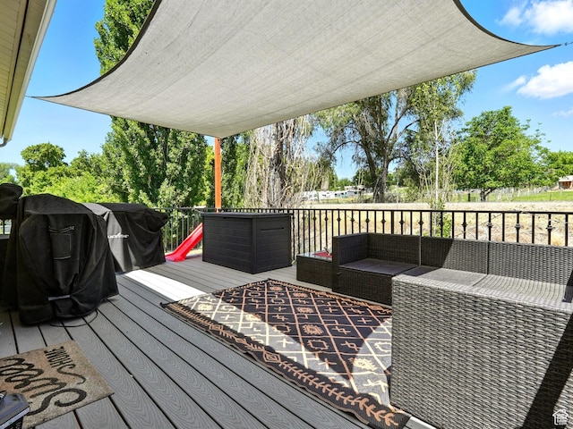 2802 W 4875 S, Roy, UT 84067 - deck with an outdoor living space and grilling area