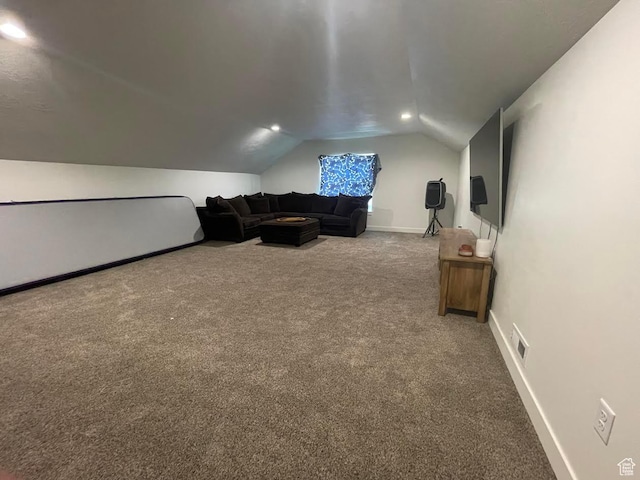 225 W 400 S, Ephraim, UT 84627 - carpeted living room featuring lofted ceiling and recessed lighting