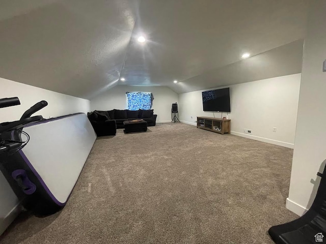 225 W 400 S, Ephraim, UT 84627 - carpeted living area with lofted ceiling and baseboards