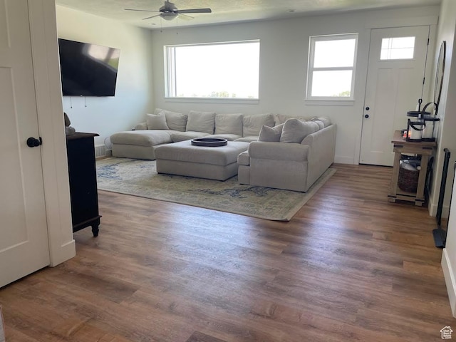 225 W 400 S, Ephraim, UT 84627 - living area with ceiling fan and wood finished floors