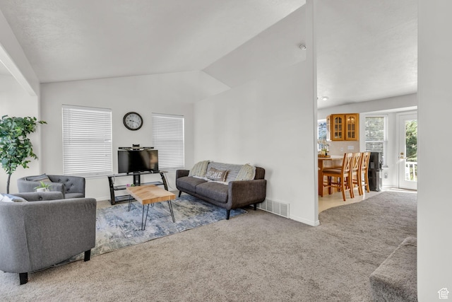 1156 E Avalon Hills Dr N, Ogden, UT 84404 - living room featuring carpet floors and lofted ceiling