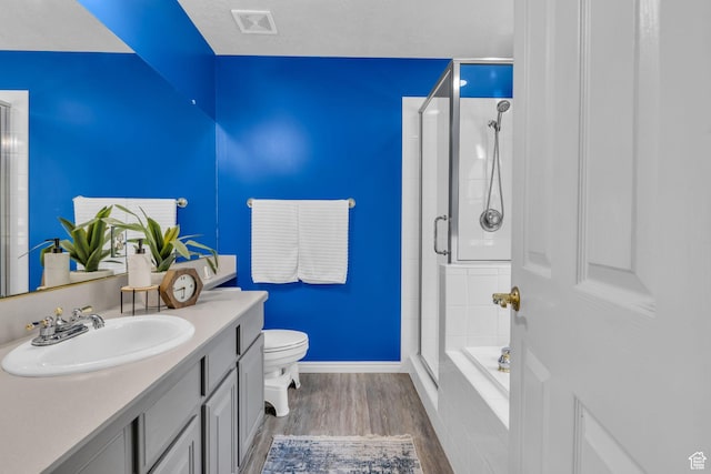 1156 E Avalon Hills Dr N, Ogden, UT 84404 - bathroom with a shower stall, vanity, wood finished floors, and a bathtub