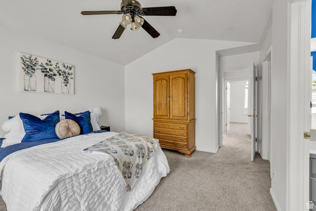 1156 E Avalon Hills Dr N, Ogden, UT 84404 - bedroom with vaulted ceiling, light carpet, and a ceiling fan