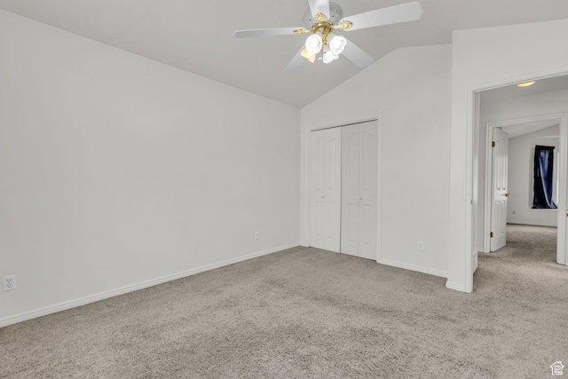 1156 E Avalon Hills Dr N, Ogden, UT 84404 - unfurnished bedroom with carpet floors, lofted ceiling, a closet, and ceiling fan