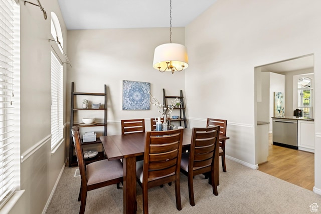 1036 E Fairway Dr, North Salt Lake, UT 84054 - dining area with high vaulted ceiling and light carpet