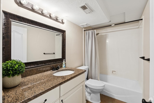 1036 E Fairway Dr, North Salt Lake, UT 84054 - full bathroom with vanity, shower / tub combo, a textured ceiling, and tile patterned flooring