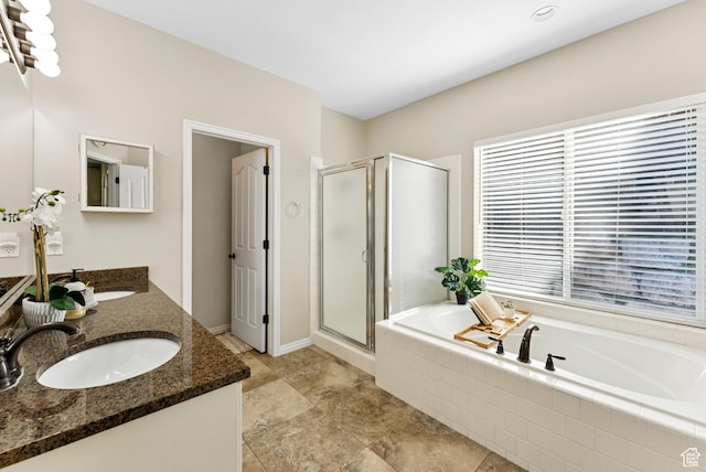 1036 E Fairway Dr, North Salt Lake, UT 84054 - bathroom with a garden tub, double vanity, and a shower stall