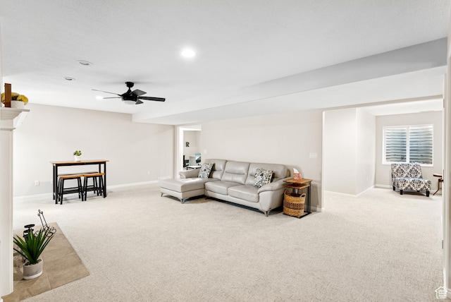 1036 E Fairway Dr, North Salt Lake, UT 84054 - living area with carpet flooring, ceiling fan, and recessed lighting