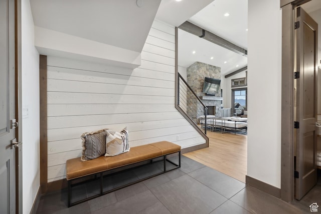 1467 N Chimney Rock Rd, Heber City, UT 84032 - corridor featuring wood walls and recessed lighting