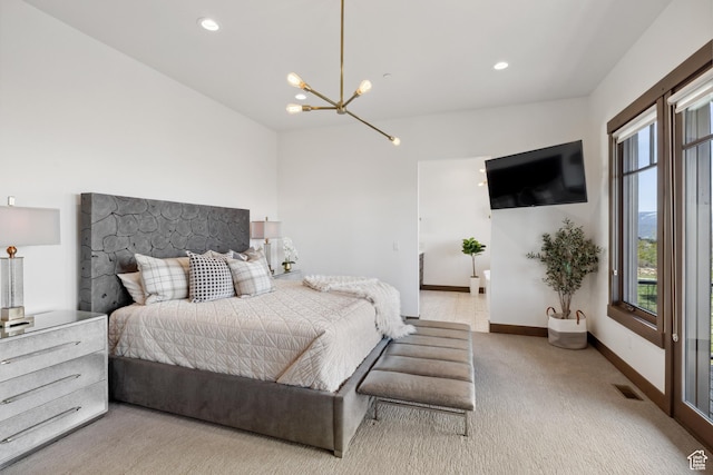 1467 N Chimney Rock Rd, Heber City, UT 84032 - bedroom featuring a chandelier, carpet flooring, and recessed lighting