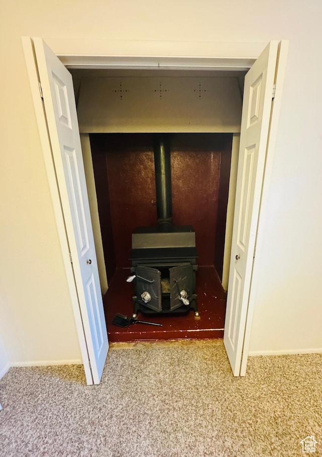 230 E 300 S, Ephraim, UT 84627 - detailed view of carpet flooring and a wood stove