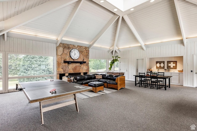 1500 Three Kings Dr Unit 35, Park City, UT 84060 - recreation room with carpet floors, a fireplace, and recessed lighting