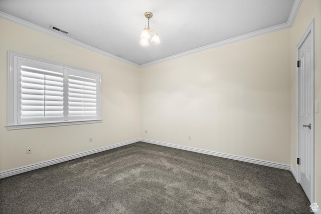 5864 Majestic Pine Dr, Murray, UT 84107 - carpeted empty room featuring crown molding and a chandelier