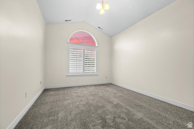 5864 Majestic Pine Dr, Murray, UT 84107 - carpeted spare room featuring vaulted ceiling and baseboards