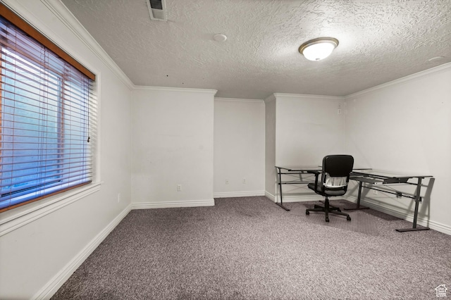 5864 Majestic Pine Dr, Murray, UT 84107 - carpeted office featuring a textured ceiling and ornamental molding