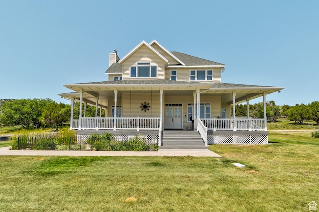 30455 N 11000 E, Fairview, UT 84629 - farmhouse with a chimney, a front lawn, covered porch, and a shingled roof