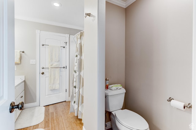 30455 N 11000 E, Fairview, UT 84629 - full bathroom featuring ornamental molding, wood finished floors, vanity, and a shower with curtain