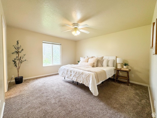 619 W 225 S, Layton, UT 84041 - bedroom with dark carpet, a ceiling fan, and a textured ceiling