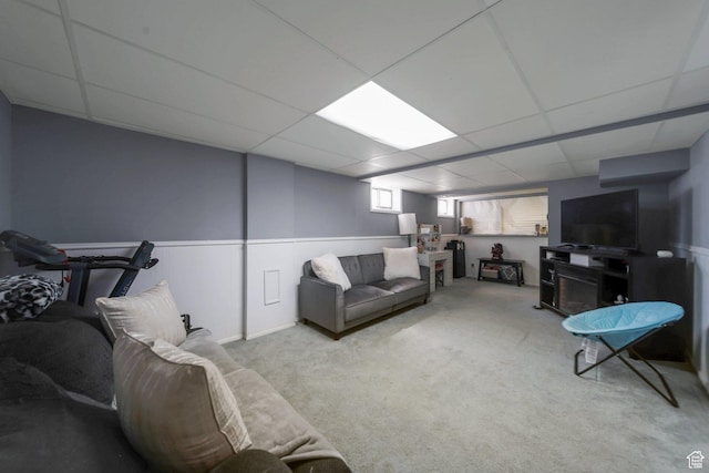 144 W 4575 S, Washington Terrace, UT 84405 - carpeted living area featuring a paneled ceiling and a wainscoted wall