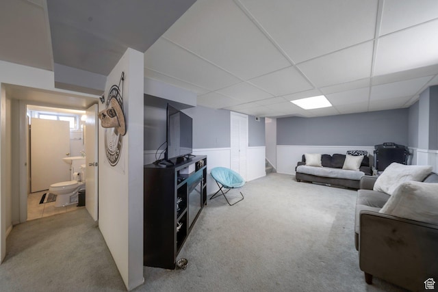 144 W 4575 S, Washington Terrace, UT 84405 - living room with carpet floors, wainscoting, and a paneled ceiling