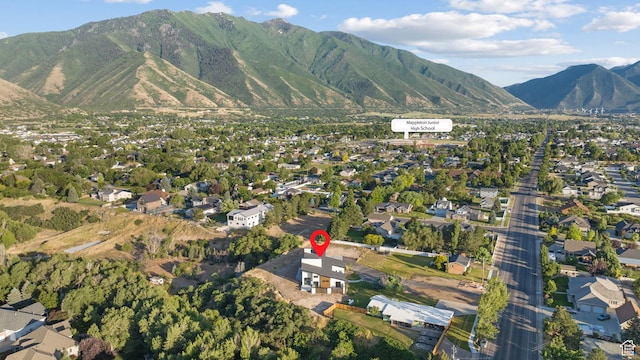 1882 N Main St, Mapleton, UT 84664 - aerial overview of property's location with mountains and nearby suburban area