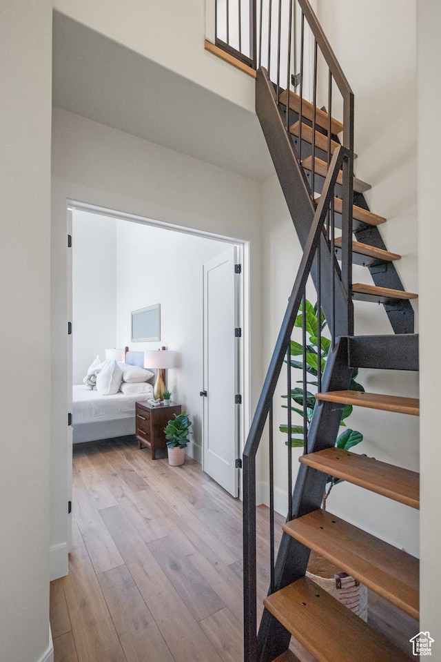 1882 N Main St, Mapleton, UT 84664 - stairway featuring wood finished floors and baseboards