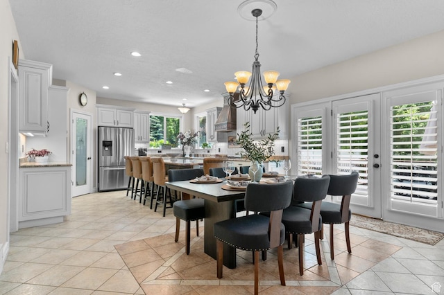 352 E Maple Dr, Alpine, UT 84004 - dining area featuring recessed lighting, a chandelier, and light tile patterned floors