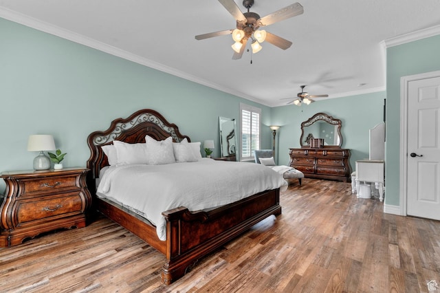 352 E Maple Dr, Alpine, UT 84004 - bedroom featuring ornamental molding, wood finished floors, and ceiling fan