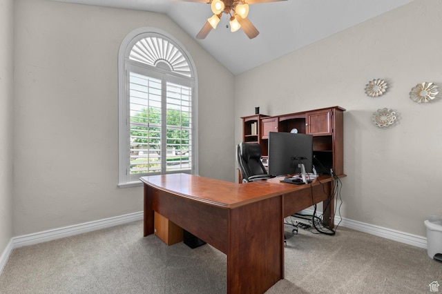 352 E Maple Dr, Alpine, UT 84004 - office with a ceiling fan, vaulted ceiling, and carpet flooring