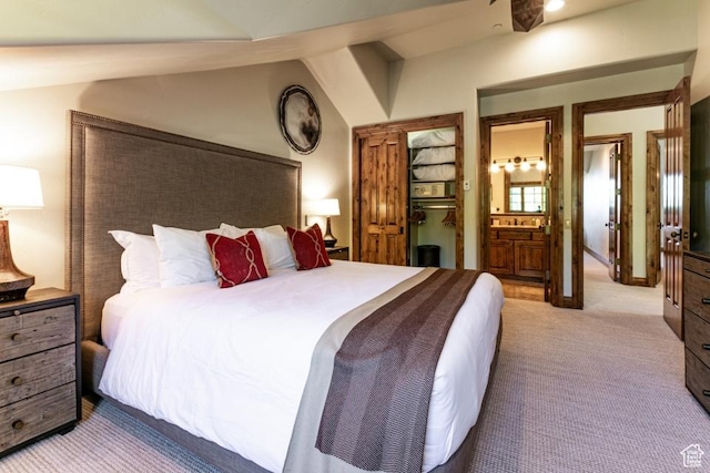 8789 Marsac Ave Unit 4, Park City, UT 84060 - carpeted bedroom with lofted ceiling and ensuite bathroom