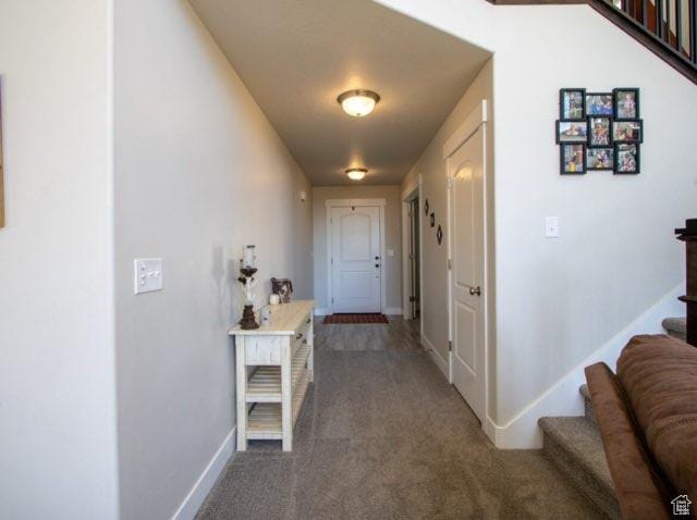 4910 N Deseret Peak Dr, Eagle Mountain, UT 84005 - hallway featuring carpet and stairs