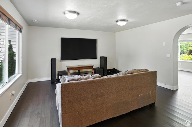 1061 N Bellingham Ct W, North Salt Lake, UT 84054 - living area with arched walkways and dark wood-style floors