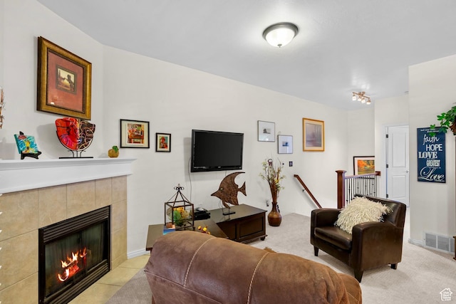 14857 S Treseder St, Draper, UT 84020 - living area featuring a tiled fireplace