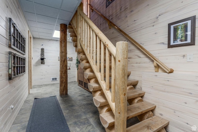 654 Sugar Pine Dr, Oakley, UT 84055 - staircase featuring wood walls