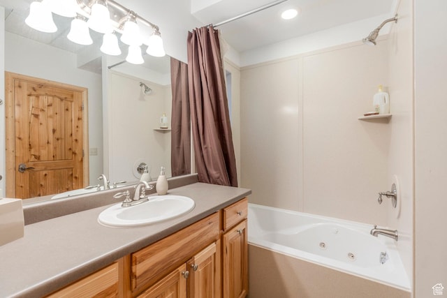 654 Sugar Pine Dr, Oakley, UT 84055 - full bathroom with a combined bath / shower with jetted tub and vanity