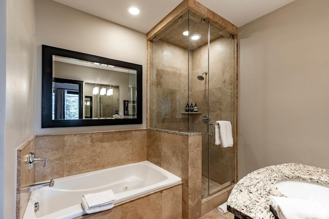 2100 W Frostwood Blvd Unit 3164, Park City, UT 84098 - bathroom featuring a shower stall, a whirlpool tub, and vanity