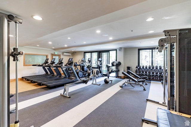 2100 W Frostwood Blvd Unit 3164, Park City, UT 84098 - exercise room featuring recessed lighting and a wall unit AC