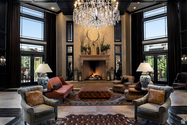 2100 W Frostwood Blvd Unit 3164, Park City, UT 84098 - sitting room featuring a chandelier and a towering ceiling