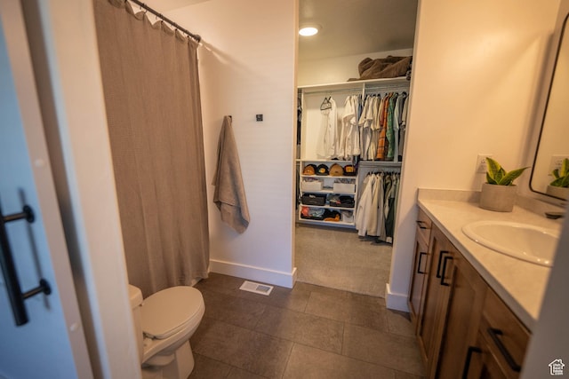 744 N 540 E, Smithfield, UT 84335 - bathroom with vanity, tile patterned flooring, a spacious closet, and a shower with shower curtain
