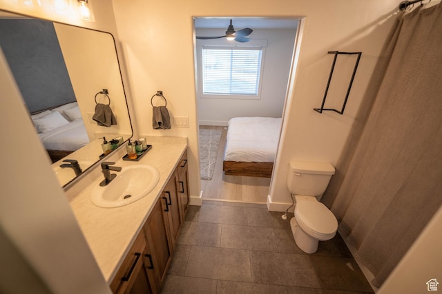 744 N 540 E, Smithfield, UT 84335 - ensuite bathroom with vanity, tile patterned flooring, and ceiling fan