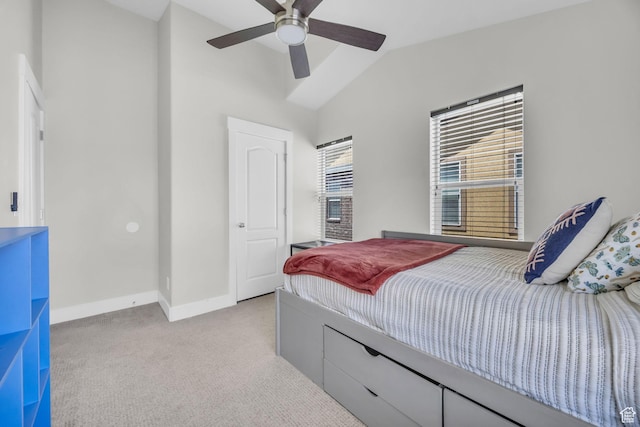 169 W Barry Links Way S, Salt Lake, UT 84115 - bedroom featuring light colored carpet, vaulted ceiling, and ceiling fan