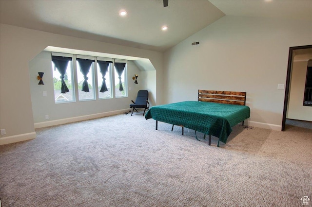 2839 S Oakwood Dr, Bountiful, UT 84010 - carpeted bedroom with lofted ceiling and recessed lighting