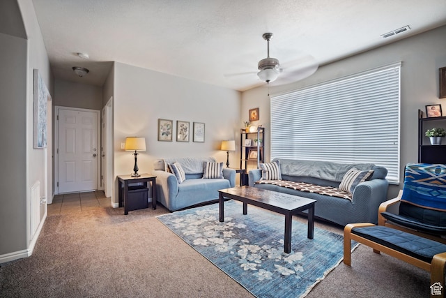 452 N Kent Dr, North Salt Lake, UT 84054 - carpeted living area with ceiling fan and baseboards