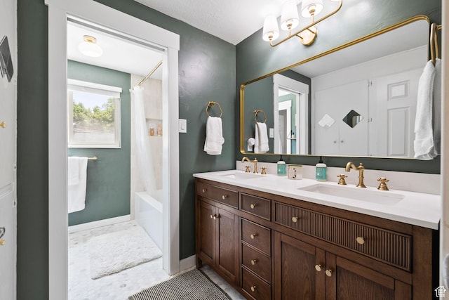 440 E Willow Ave, Murray, UT 84107 - full bathroom with double vanity and shower / tub combo with curtain