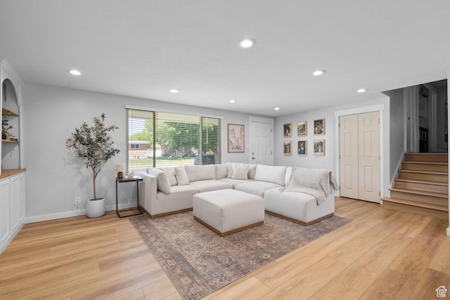 440 E Willow Ave, Murray, UT 84107 - living area with light wood-style floors, recessed lighting, and stairs