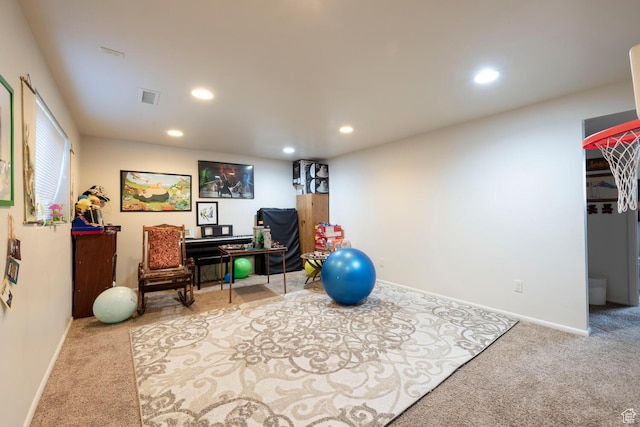 1949 E Jeremy Dr S, Salt Lake City, UT 84121 - workout room with carpet flooring and recessed lighting